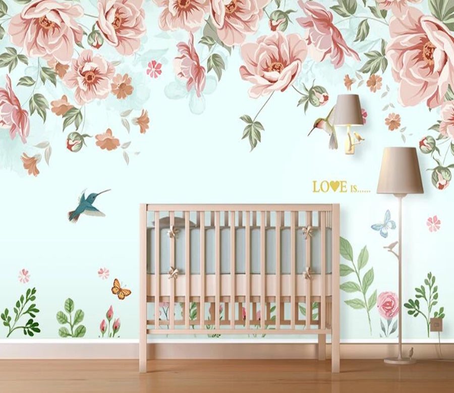 3D Pale Pink Flowers 024 Wall Murals
