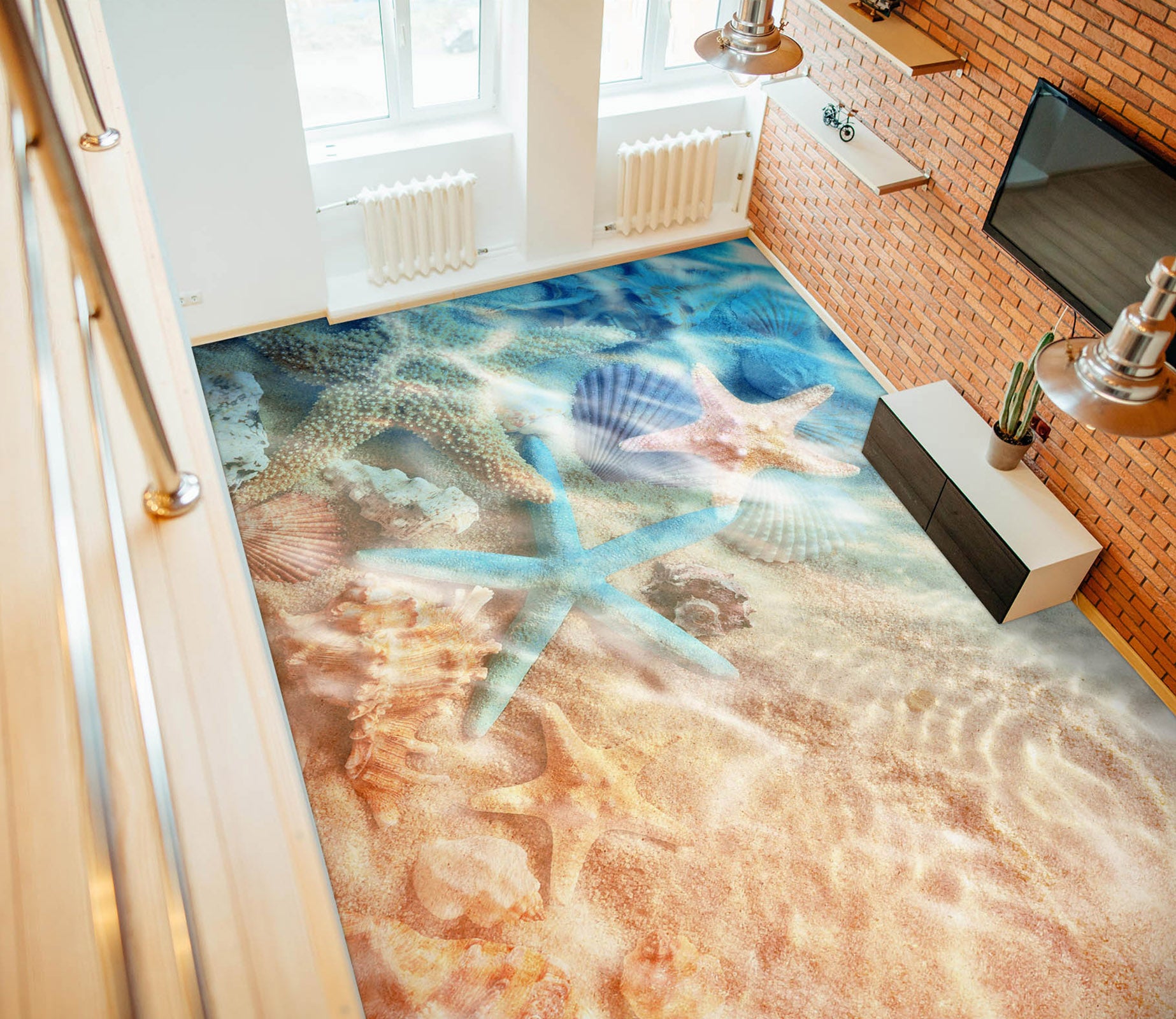 3D Dreamy Blue Starfish 385 Floor Mural  Wallpaper Murals Rug & Mat Print Epoxy waterproof bath floor