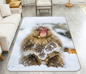 3D Snow Monkey 166 Animal Non Slip Rug Mat