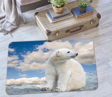 3D White Bear Cloud 133 Animal Non Slip Rug Mat