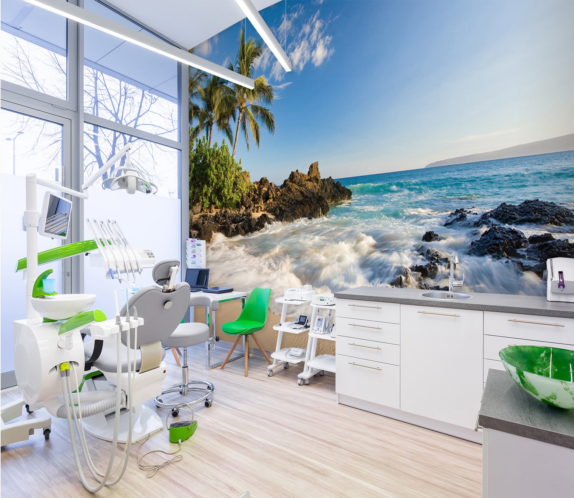 3D Wave Beach 054 Wall Murals