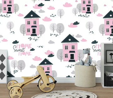 3D Pink House WC1517 Wall Murals