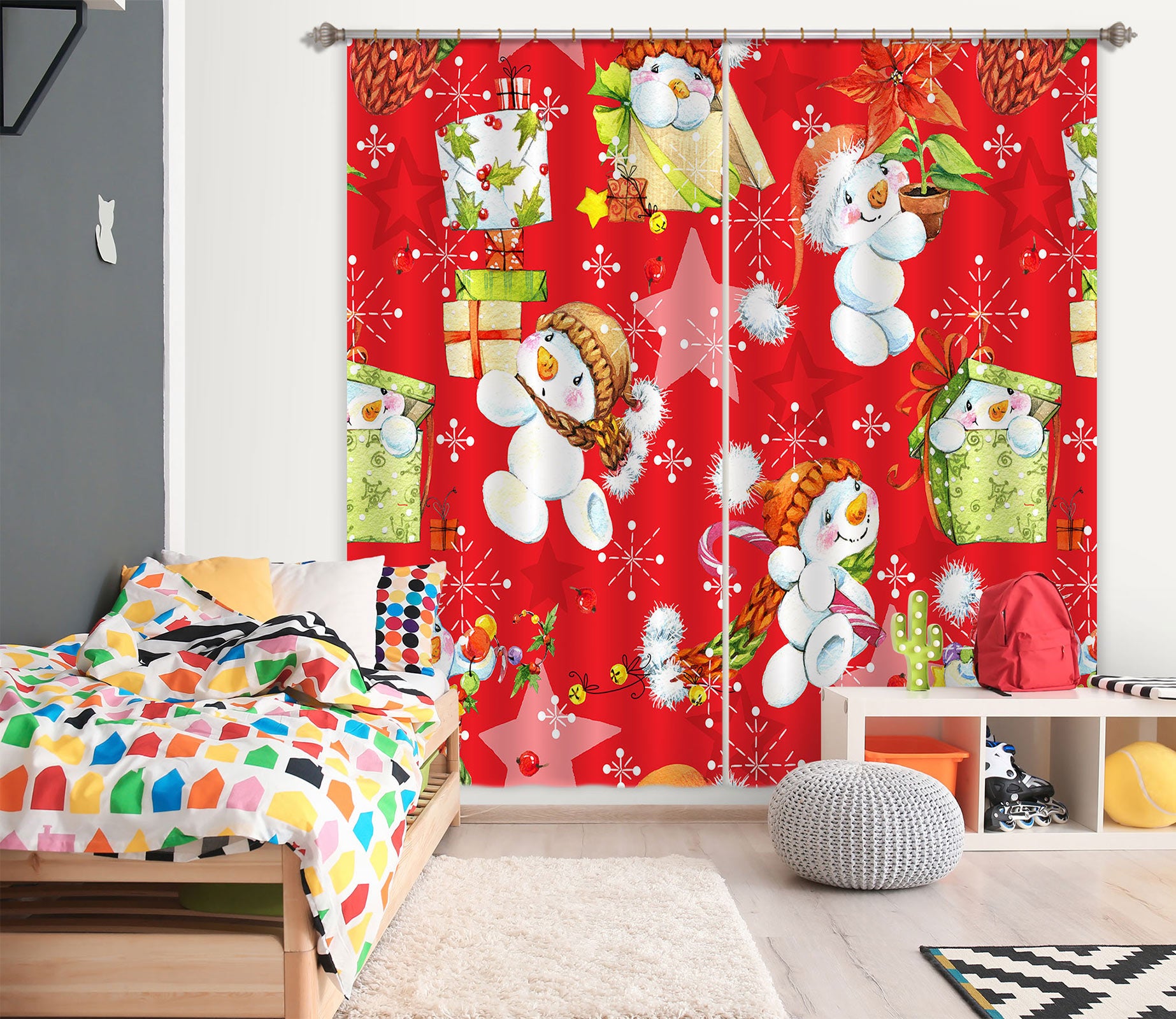 3D Snowman 53081 Christmas Curtains Drapes Xmas