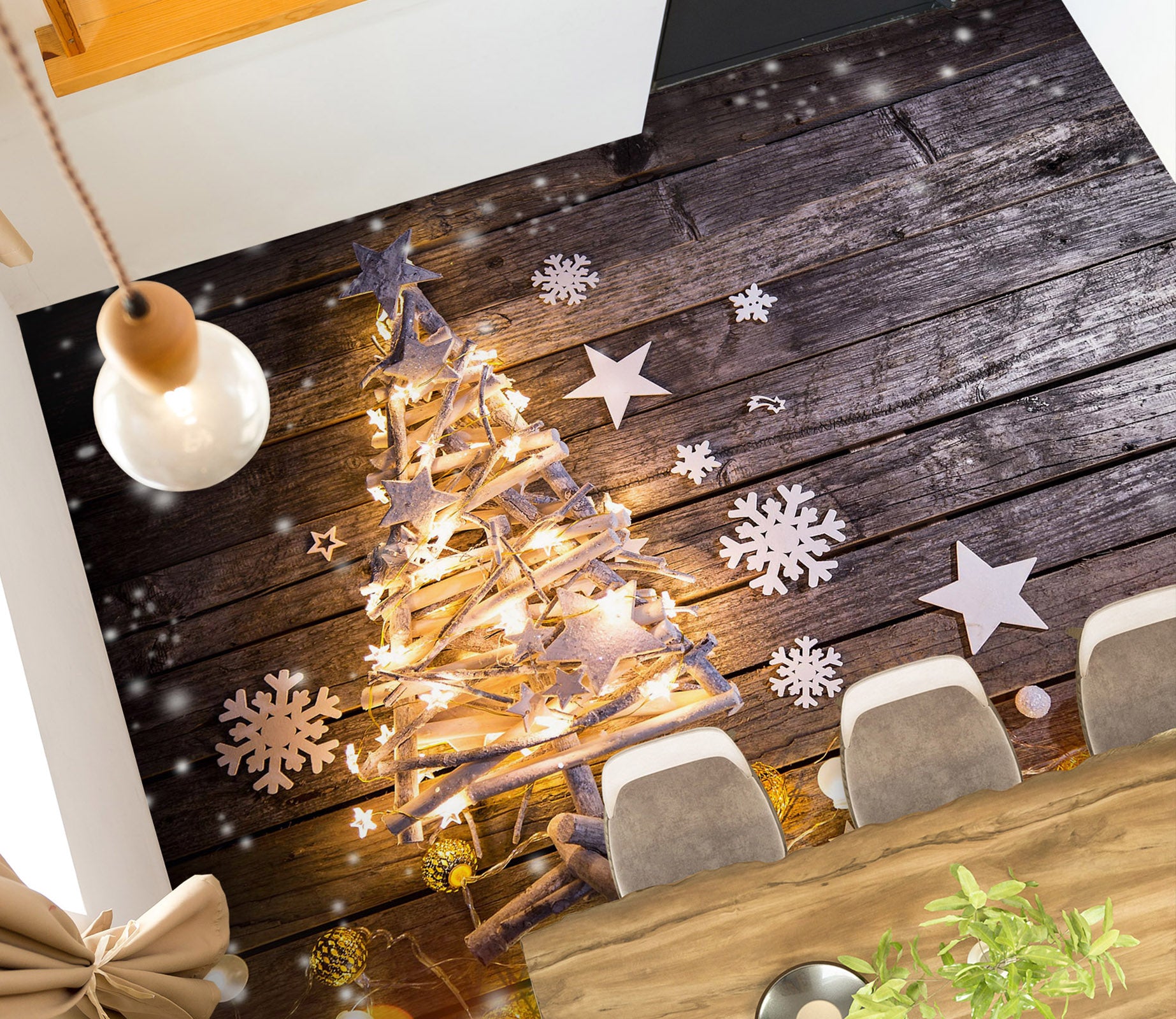 3D White Christmas Tree 1444 Floor Mural  Wallpaper Murals Self-Adhesive Removable Print Epoxy