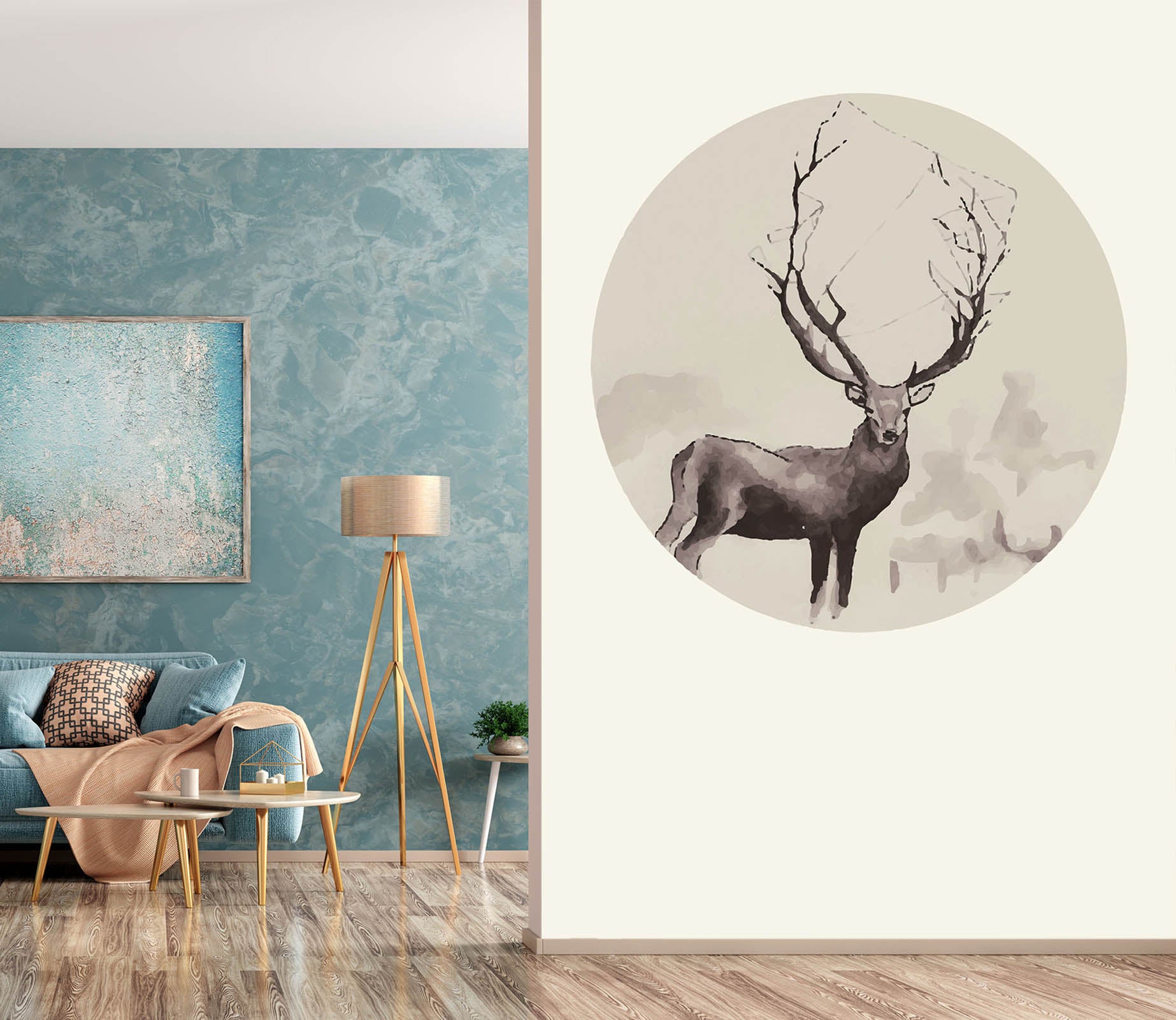3D Grey Fawn 048 Wall Murals