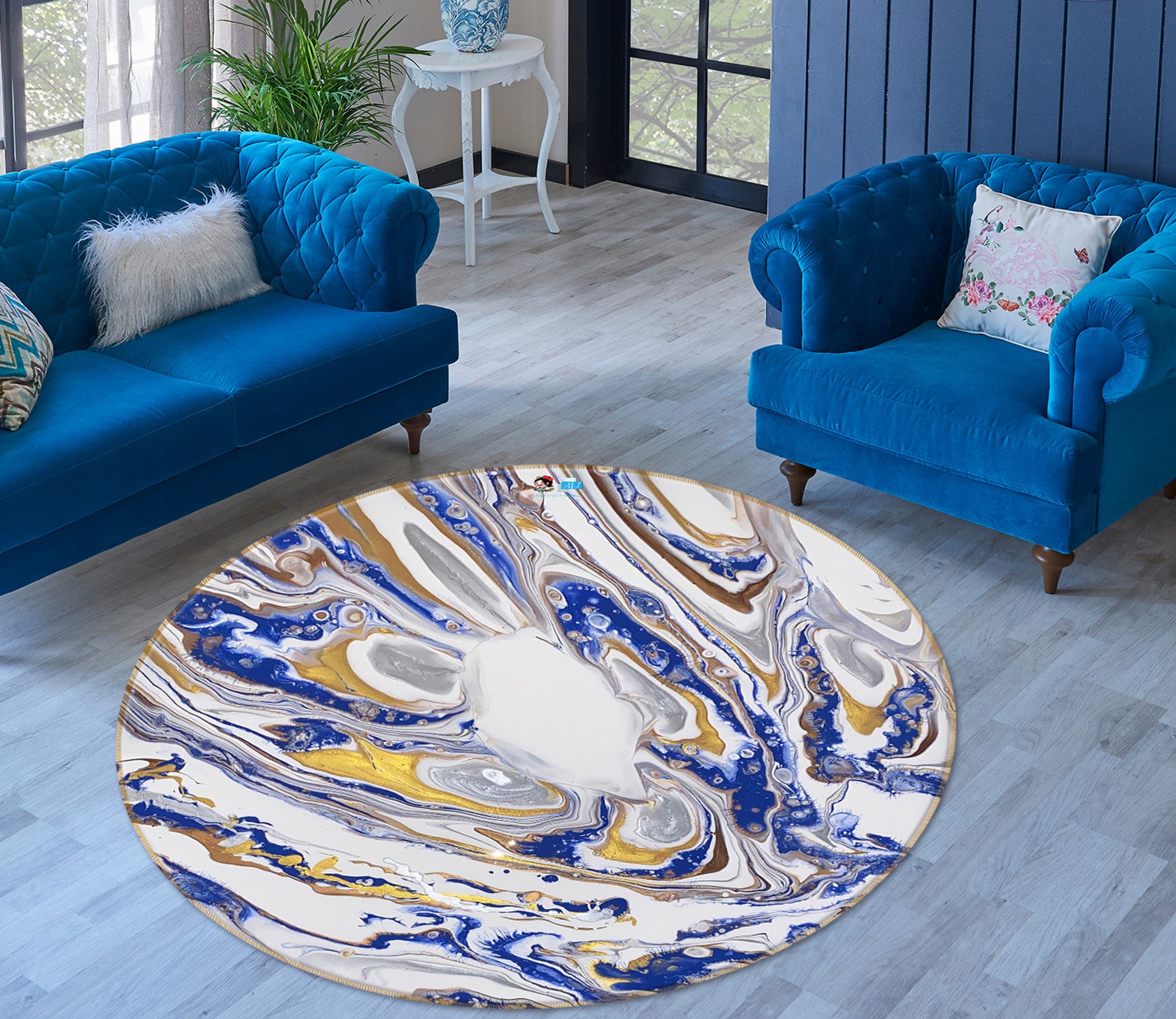 3D Pigment Texture 40001 Valerie Latrice Rug Round Non Slip Rug Mat