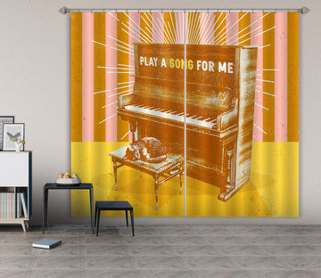 3D Play Piano 050 Showdeer Curtain Curtains Drapes