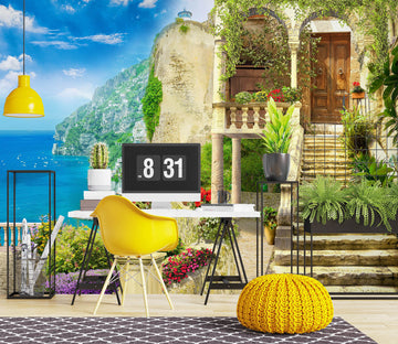 3D Sea Mountain Houses 57163 Wall Murals