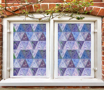 3D Purple Triangle 078 Window Film Print Sticker Cling Stained Glass UV Block