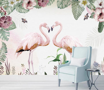 3D Love Flamingo 026 Wall Murals