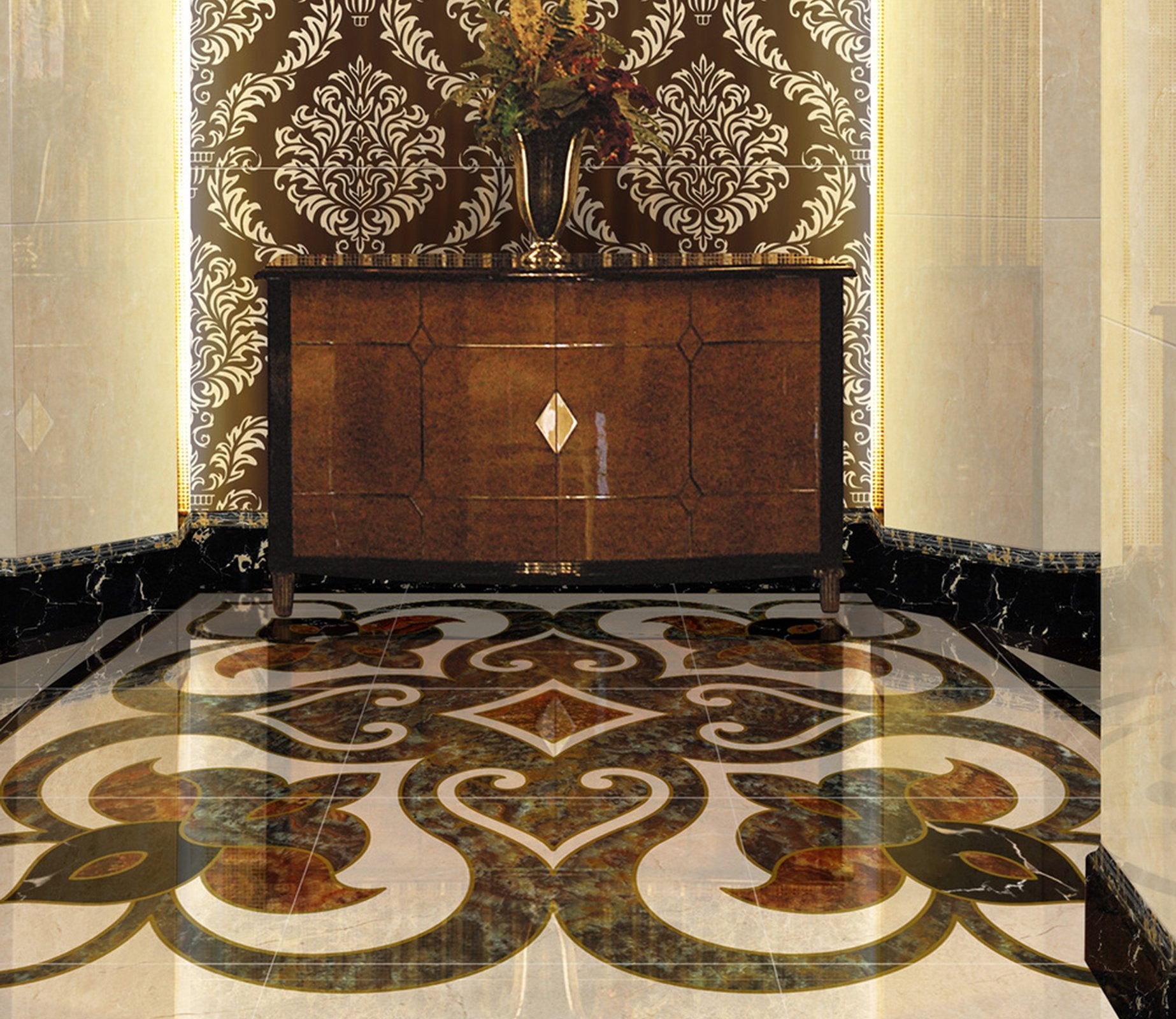 3D Black Pattern WG556 Floor Mural Wallpaper AJ Wallpaper 2 