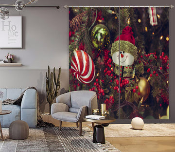 3D Snowman Doll 53074 Christmas Curtains Drapes Xmas