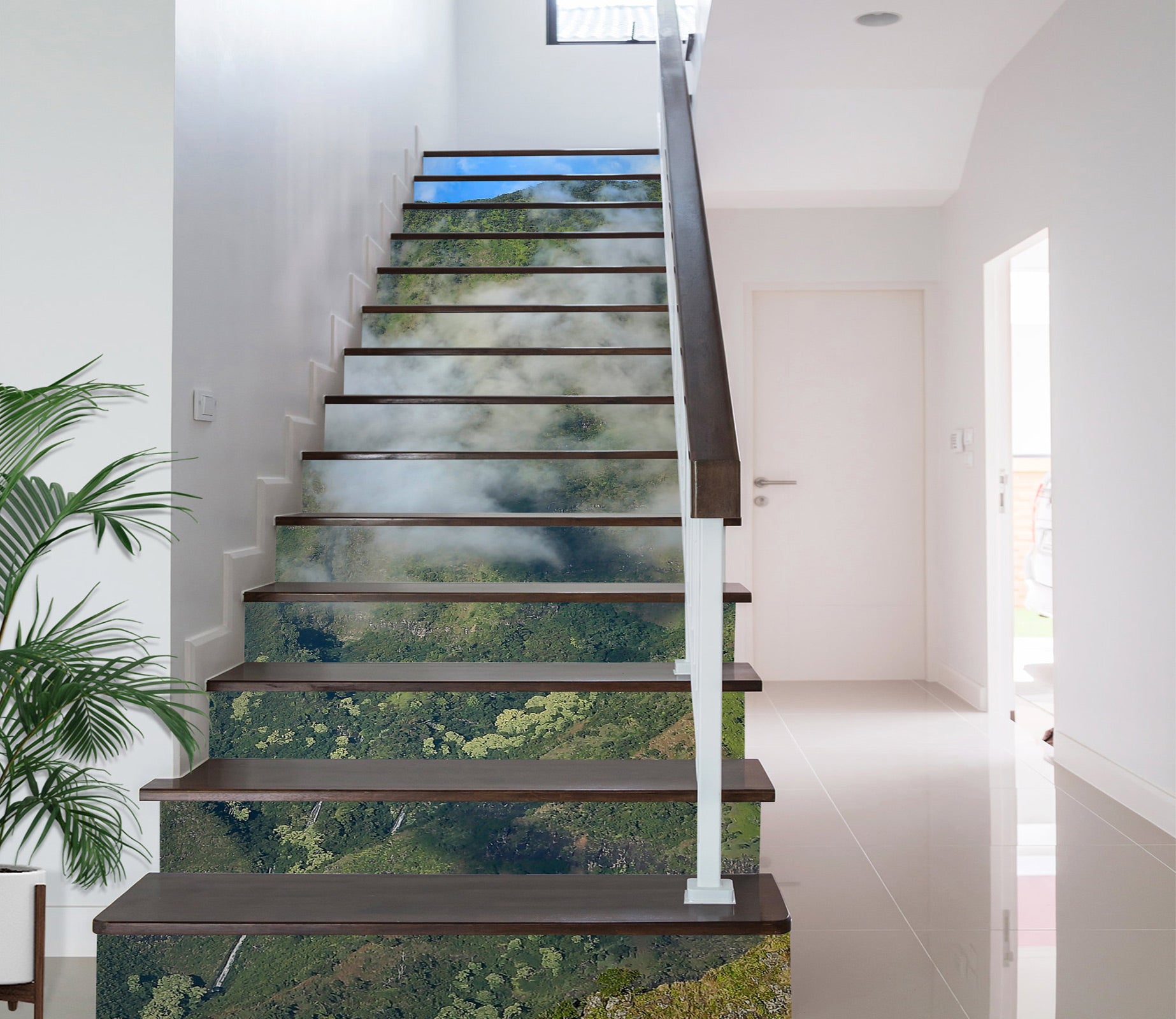 3D Green Mountains Cloud 101116 Kathy Barefield Stair Risers