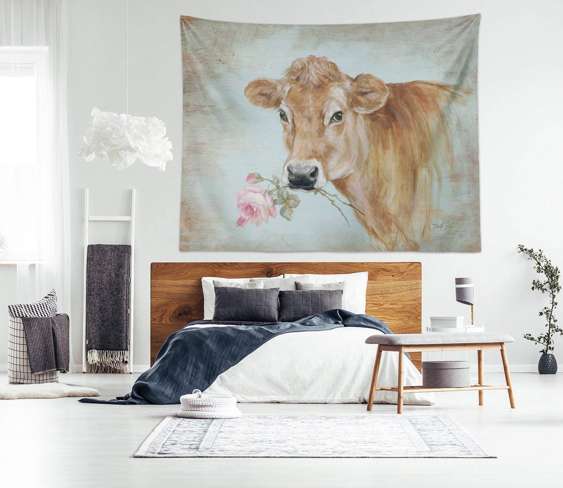 3D Flower Cattle 111180 Debi Coules Tapestry Hanging Cloth Hang