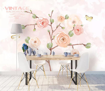 3D Flower Butterfly WC80 Wall Murals Wallpaper AJ Wallpaper 2 