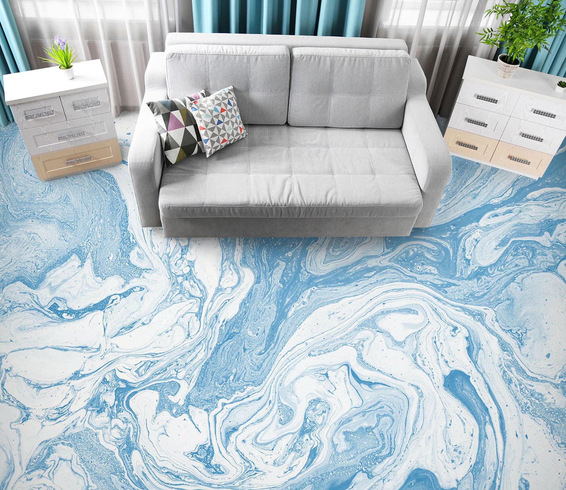 3D Blue And White Texture 637 Floor Mural  Wallpaper Murals Rug & Mat Print Epoxy waterproof bath floor
