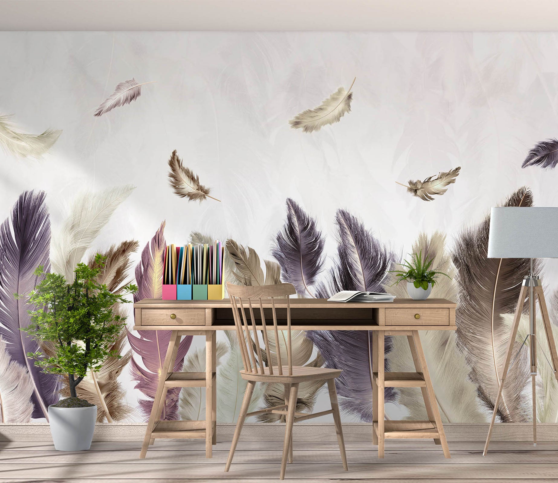 3D Yellow Feather 1038 Wall Murals
