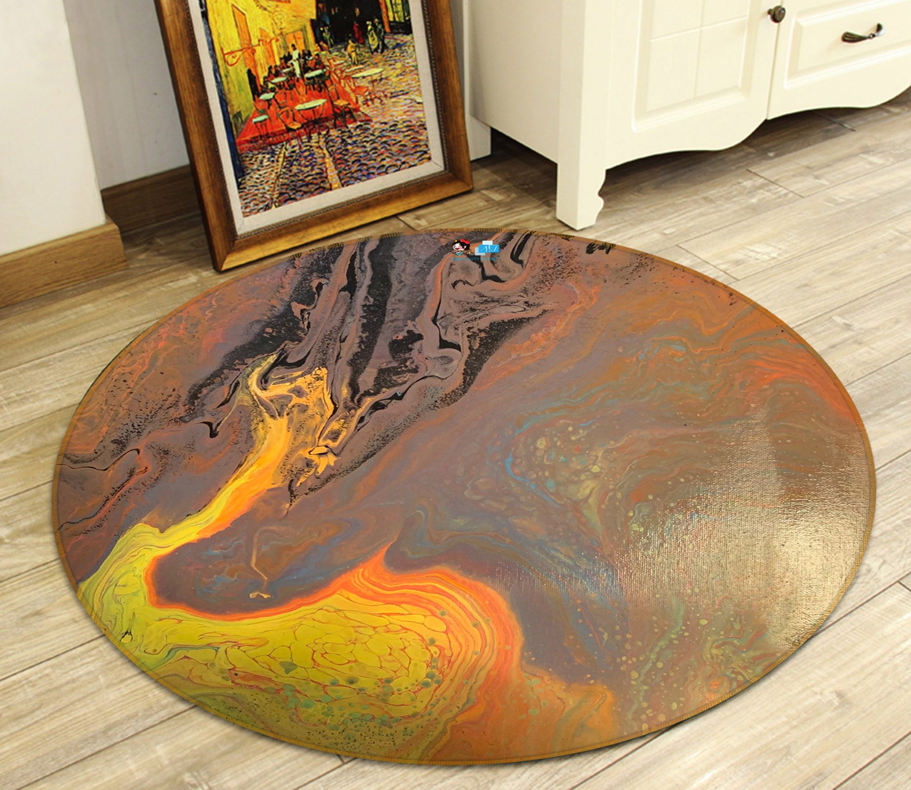 3D Golden Texture 40008 Valerie Latrice Rug Round Non Slip Rug Mat