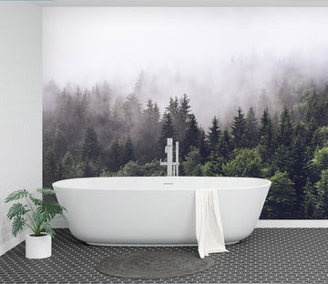 3D White Fog Forest 011 Wall Murals Wallpaper AJ Wallpaper 2 