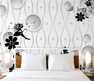 3D Black Flowers WC25 Wall Murals Wallpaper AJ Wallpaper 2 