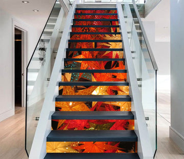 3D Christmas Xmas Shining Leaves 4 Stair Risers Wallpaper AJ Wallpaper 