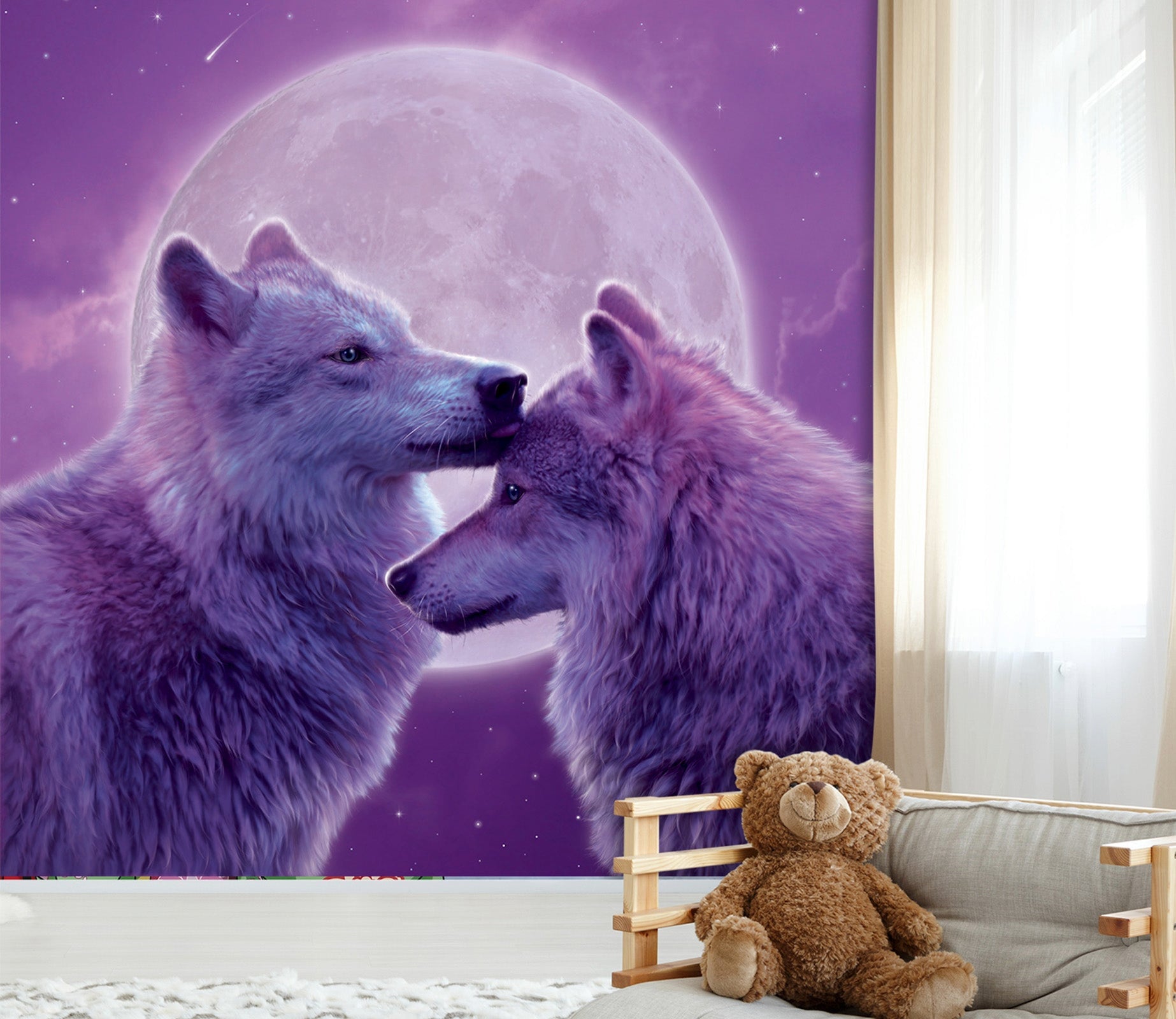 3D Loving Wolves 1427 Wall Murals Exclusive Designer Vincent Wallpaper AJ Wallpaper 