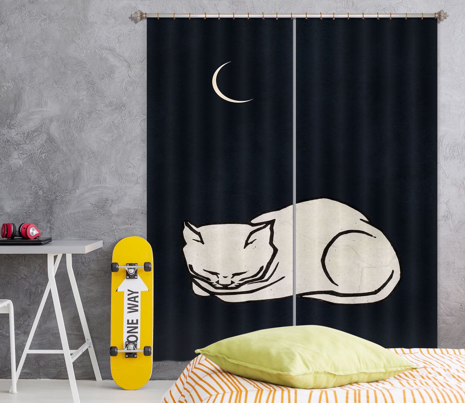3D White Kitten 1029 Boris Draschoff Curtain Curtains Drapes
