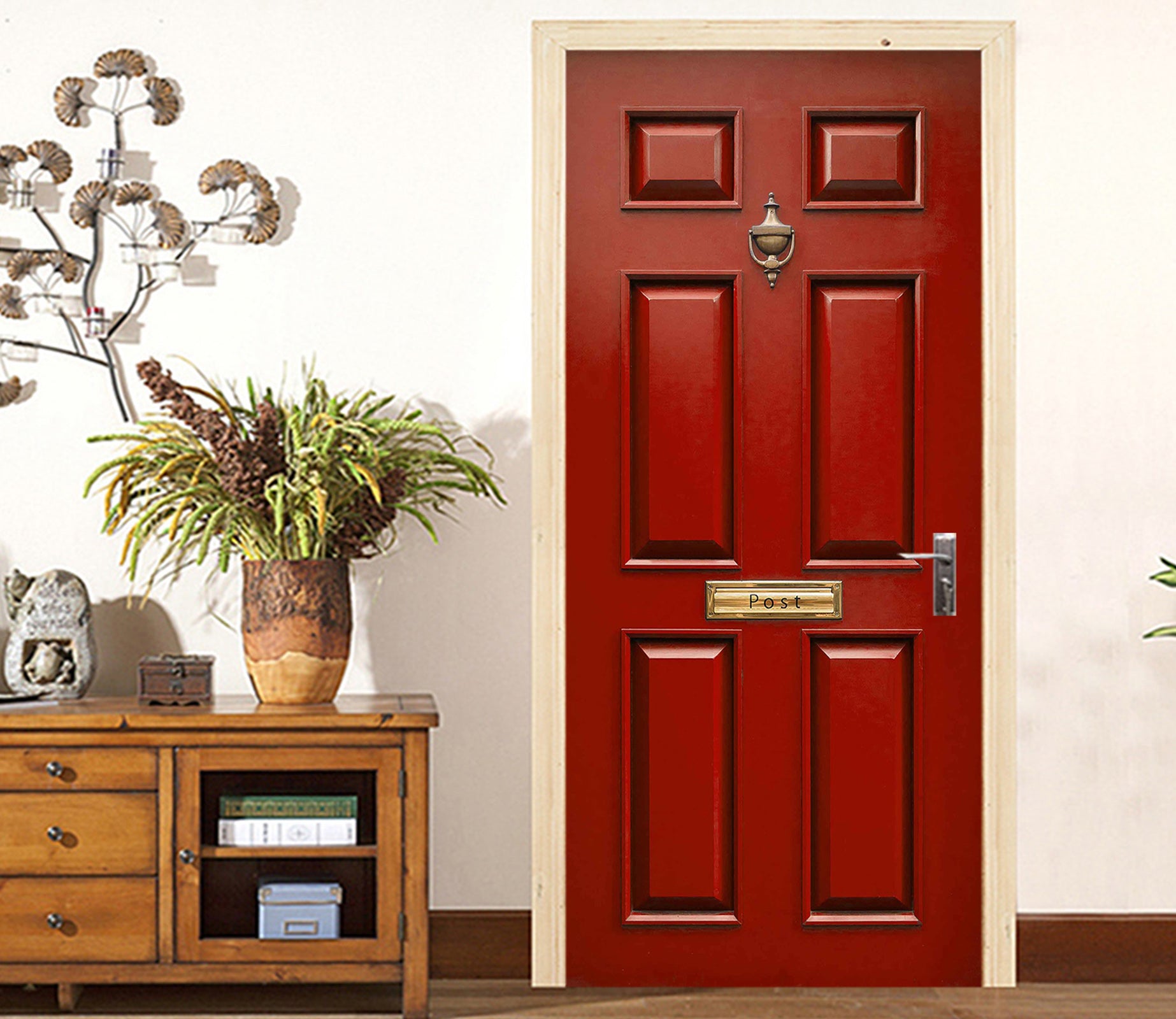 3D Red Frame Door 033 Door Mural