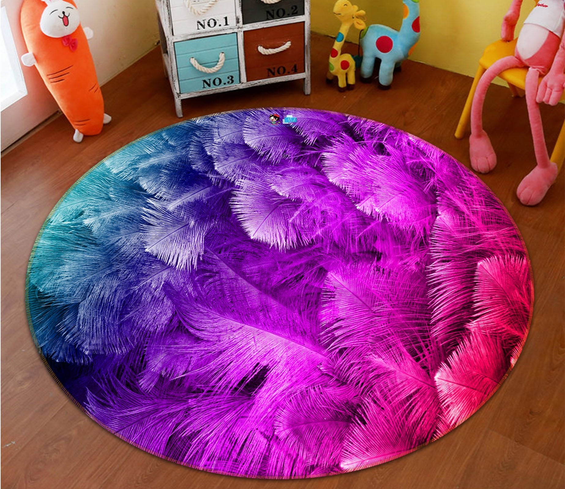 3D Beautiful Pink Feather 92 Round Non Slip Rug Mat Mat AJ Creativity Home 