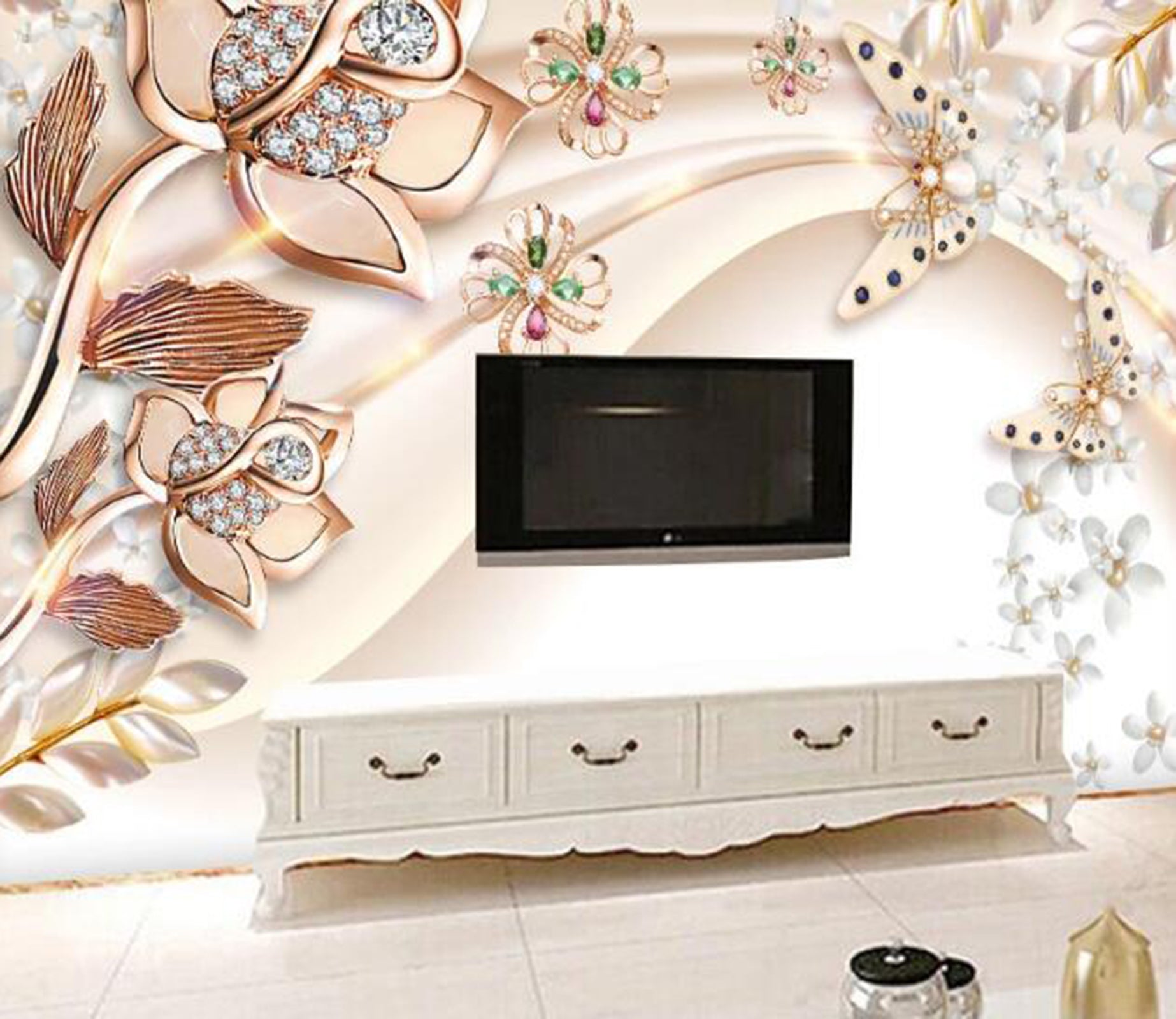 3D Diamond Flower WC99 Wall Murals Wallpaper AJ Wallpaper 2 