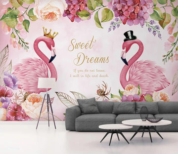 3D Pink Sweet Flamingos 2407 Wall Murals