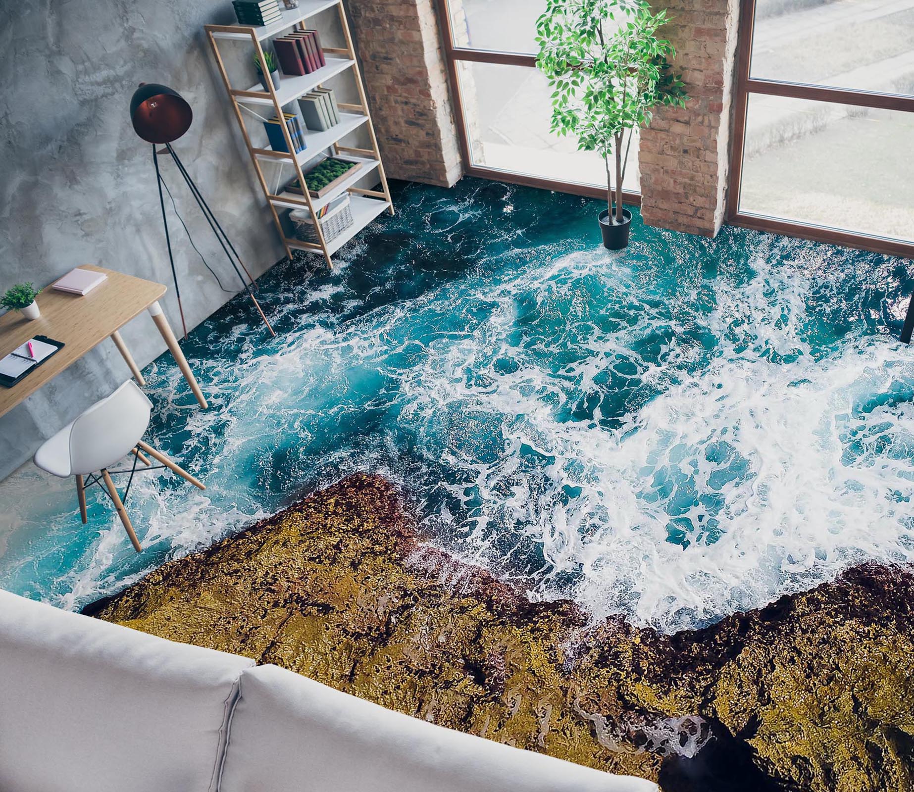 3D Fierce Wave Collision 725 Floor Mural  Wallpaper Murals Rug & Mat Print Epoxy waterproof bath floor