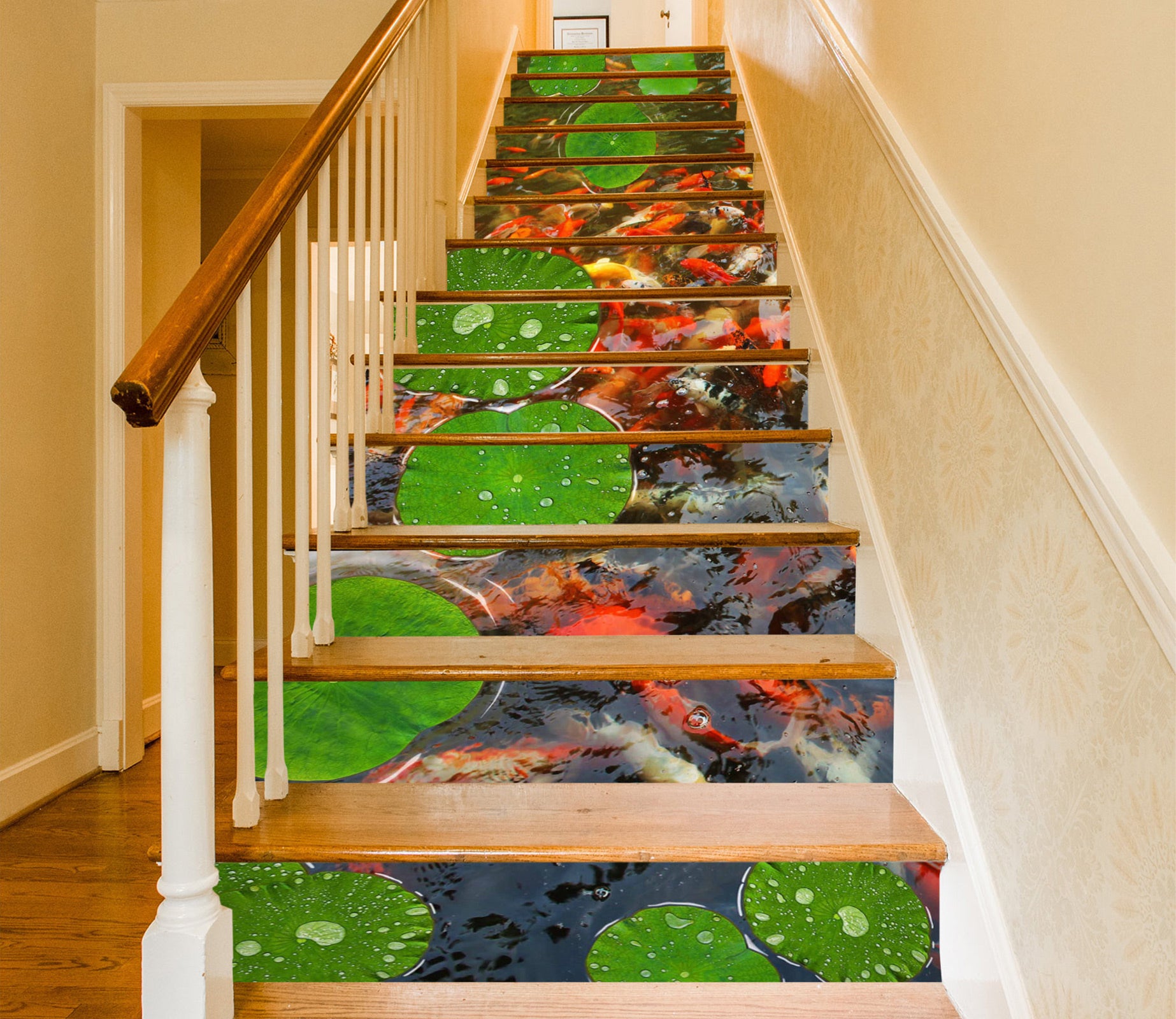 3D Lotus Leaf Koi 034 Stair Risers