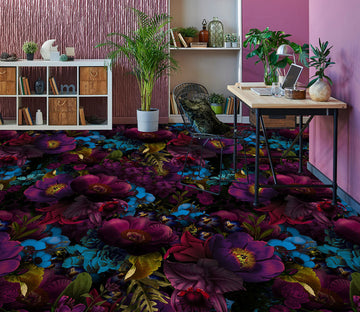 3D Blue Purple Flowers 99180 Uta Naumann Floor Mural  Wallpaper Murals Self-Adhesive Removable Print Epoxy