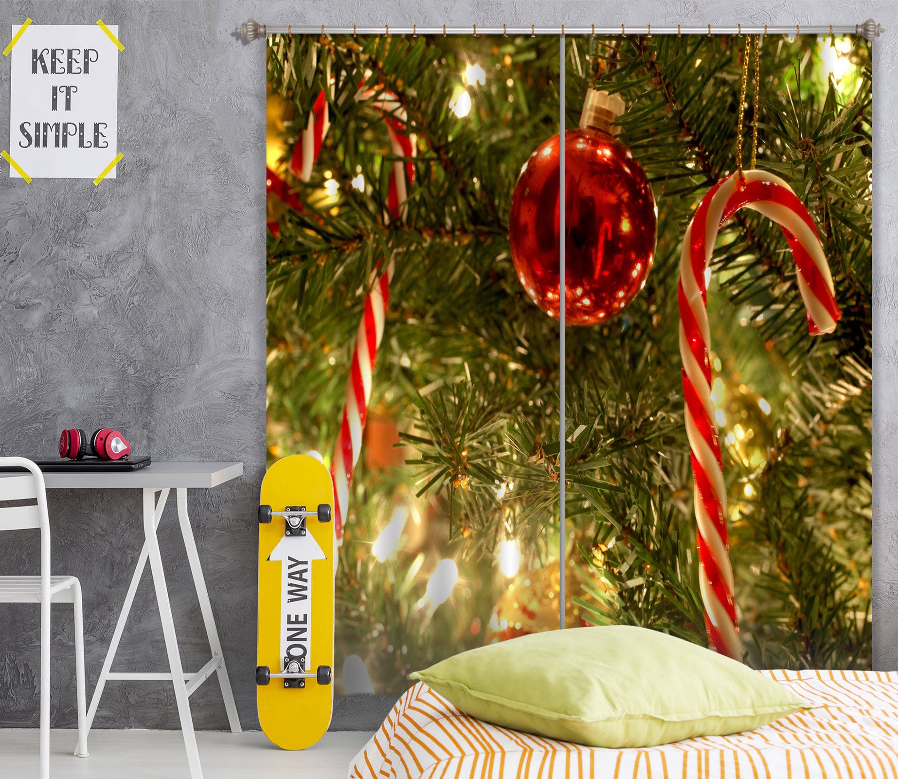 3D Candy Cane Pendant 53117 Christmas Curtains Drapes Xmas