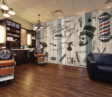 3D Hair Cutting Tools 1406 Barber Shop Wall Murals