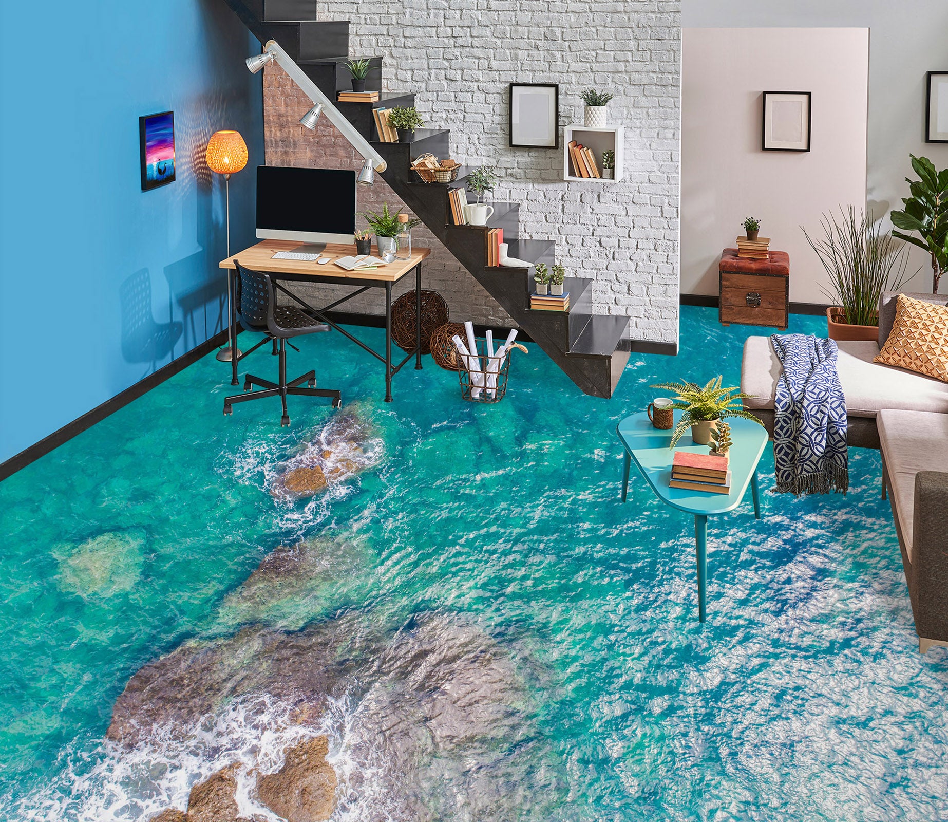 3D Cool And Clear Water 372 Floor Mural  Wallpaper Murals Rug & Mat Print Epoxy waterproof bath floor