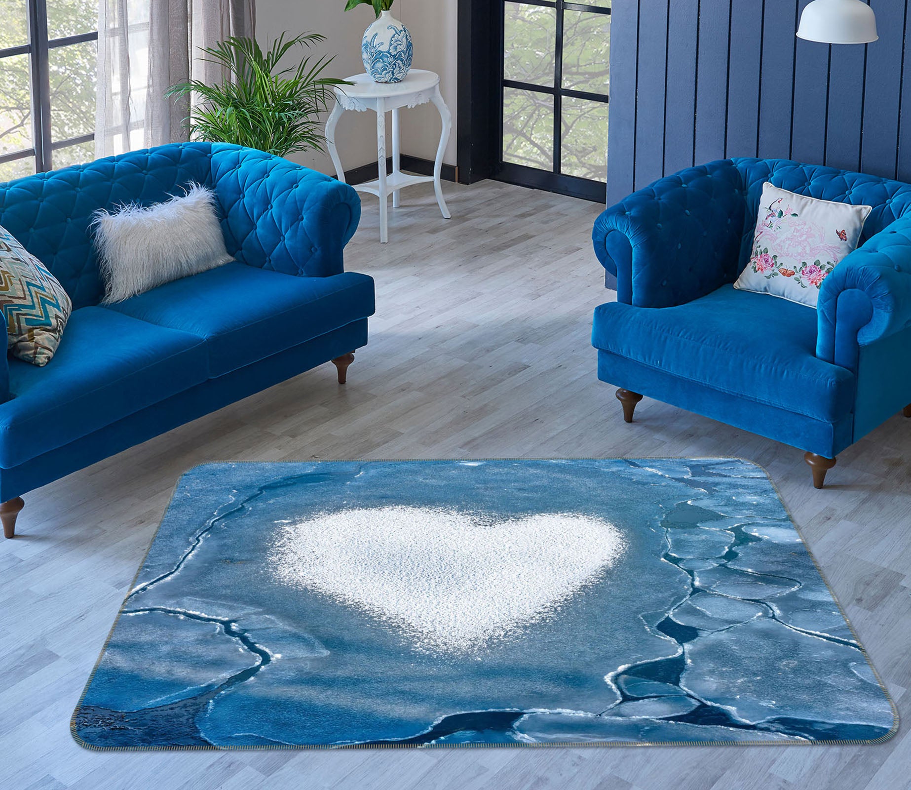 3D Heart 1124 Marco Carmassi Rug Non Slip Rug Mat