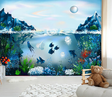 3D Submarine Fish Ocean 004 Wall Murals