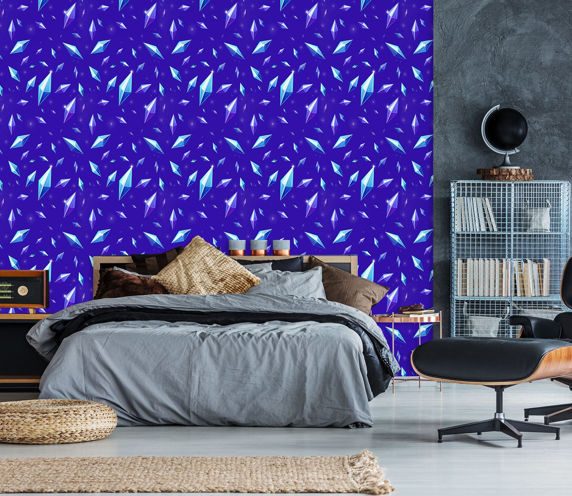 3D Blue Pattern 1405 Rose Catherine Khan Wall Mural Wall Murals
