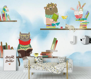 3D Animals Who Love To Read 1032 Wall Murals