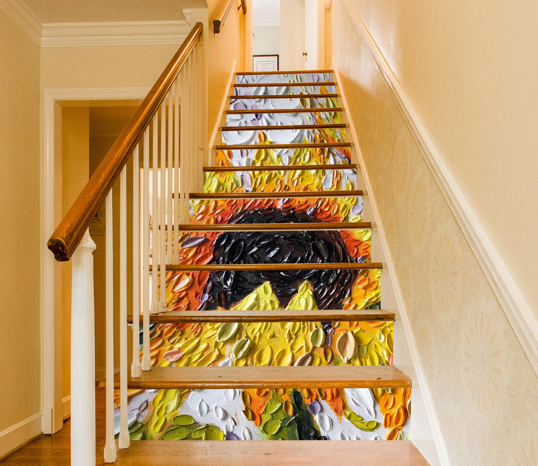 3D Sunflower Oil Painting 96143 Dena Tollefson Stair Risers