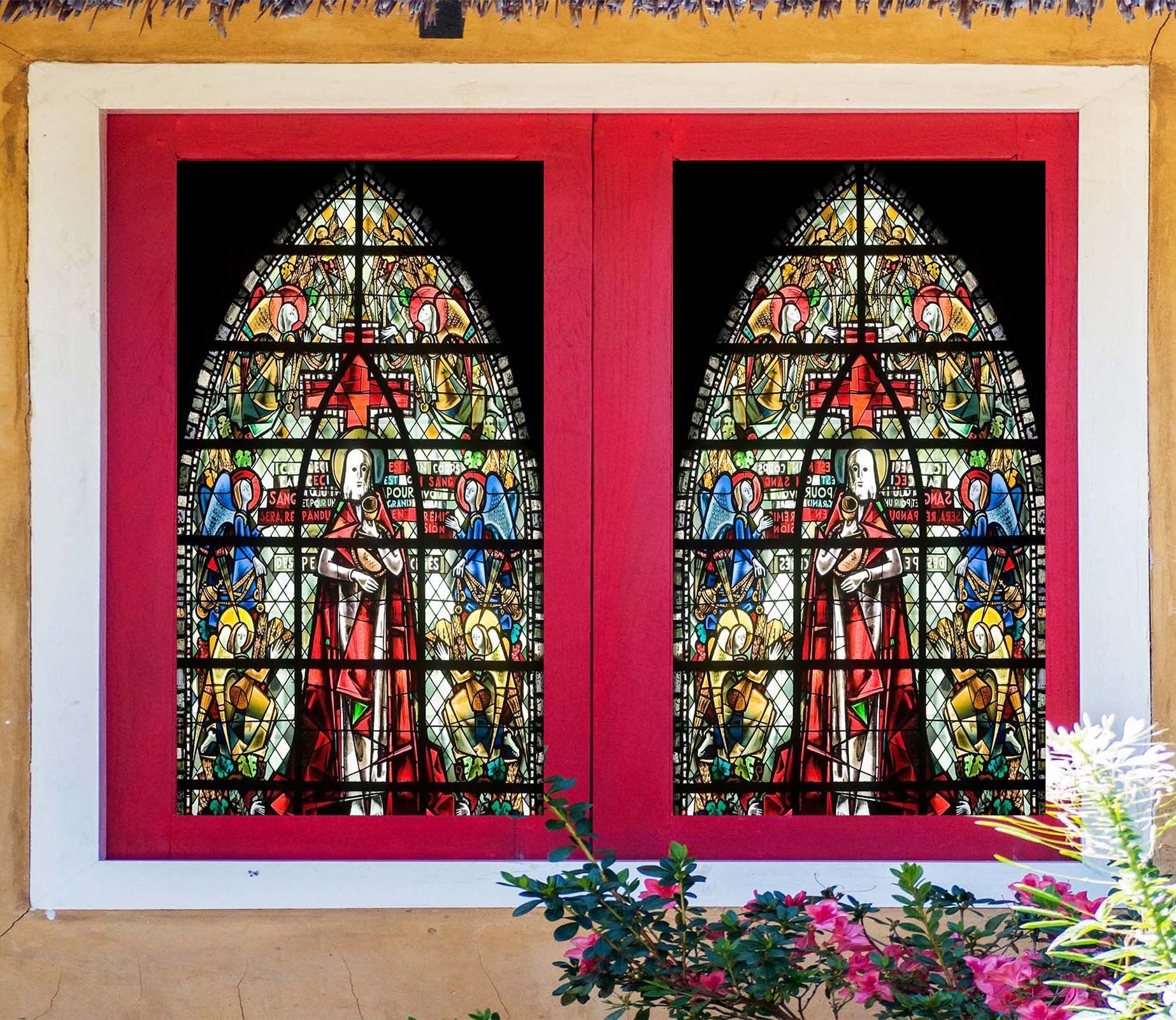 3D Religious Vase 259 Window Film Print Sticker Cling Stained Glass UV Block