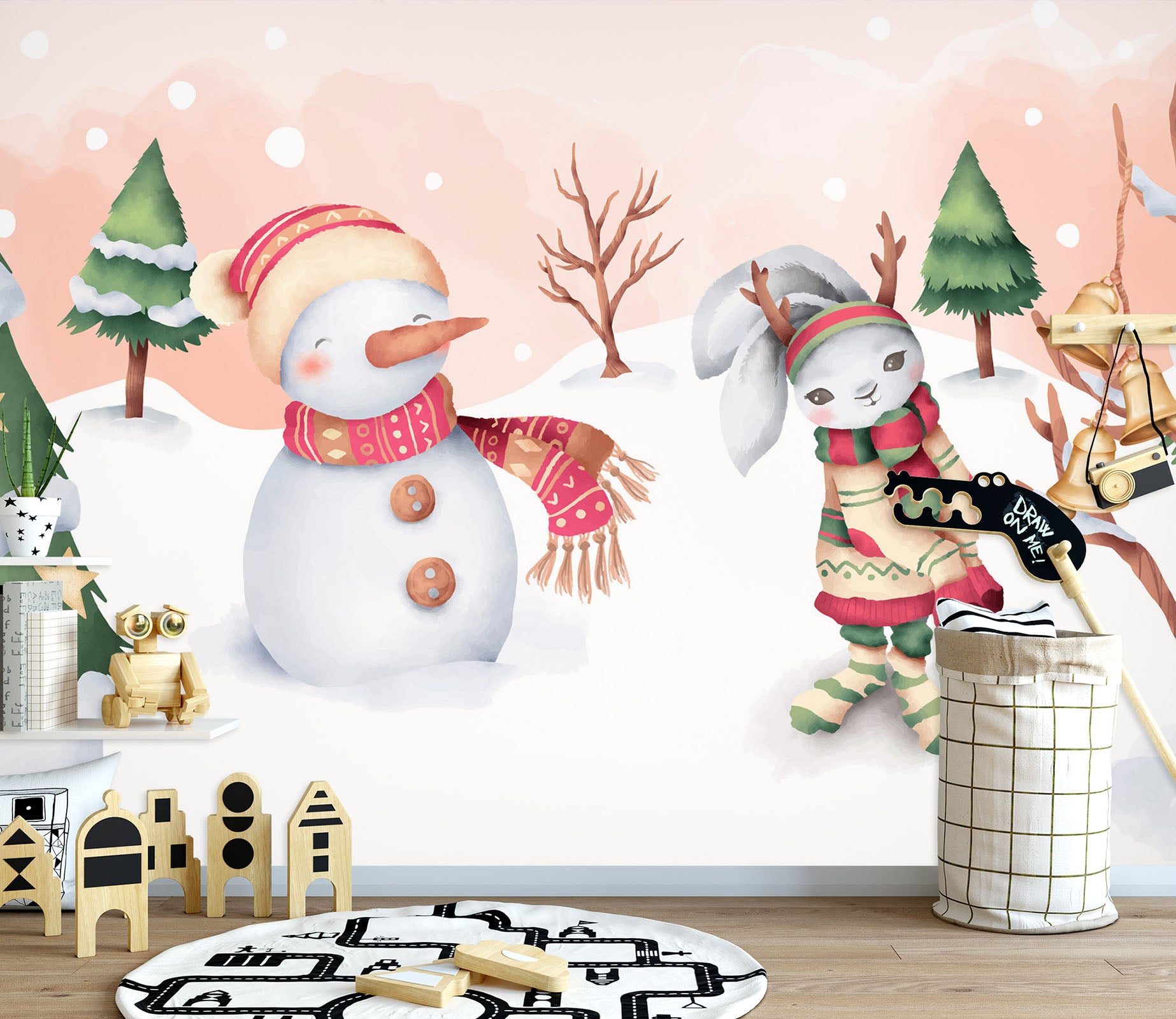 3D Snowman Bunny 57054 Wall Murals