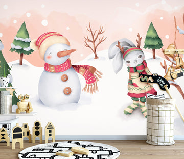 3D Snowman Bunny 57054 Wall Murals
