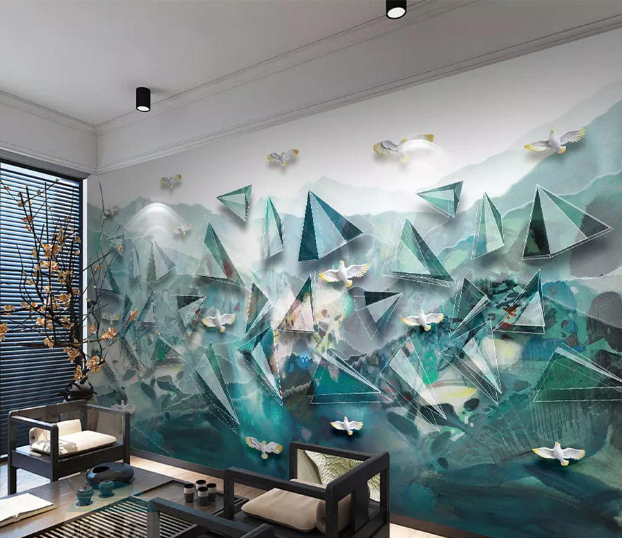 3D Pigeon Triangle WC466 Wall Murals