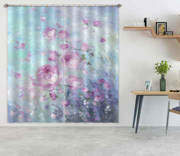3D Pink Rose 045 Debi Coules Curtain Curtains Drapes