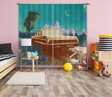 3D Night Truck 042 Showdeer Curtain Curtains Drapes