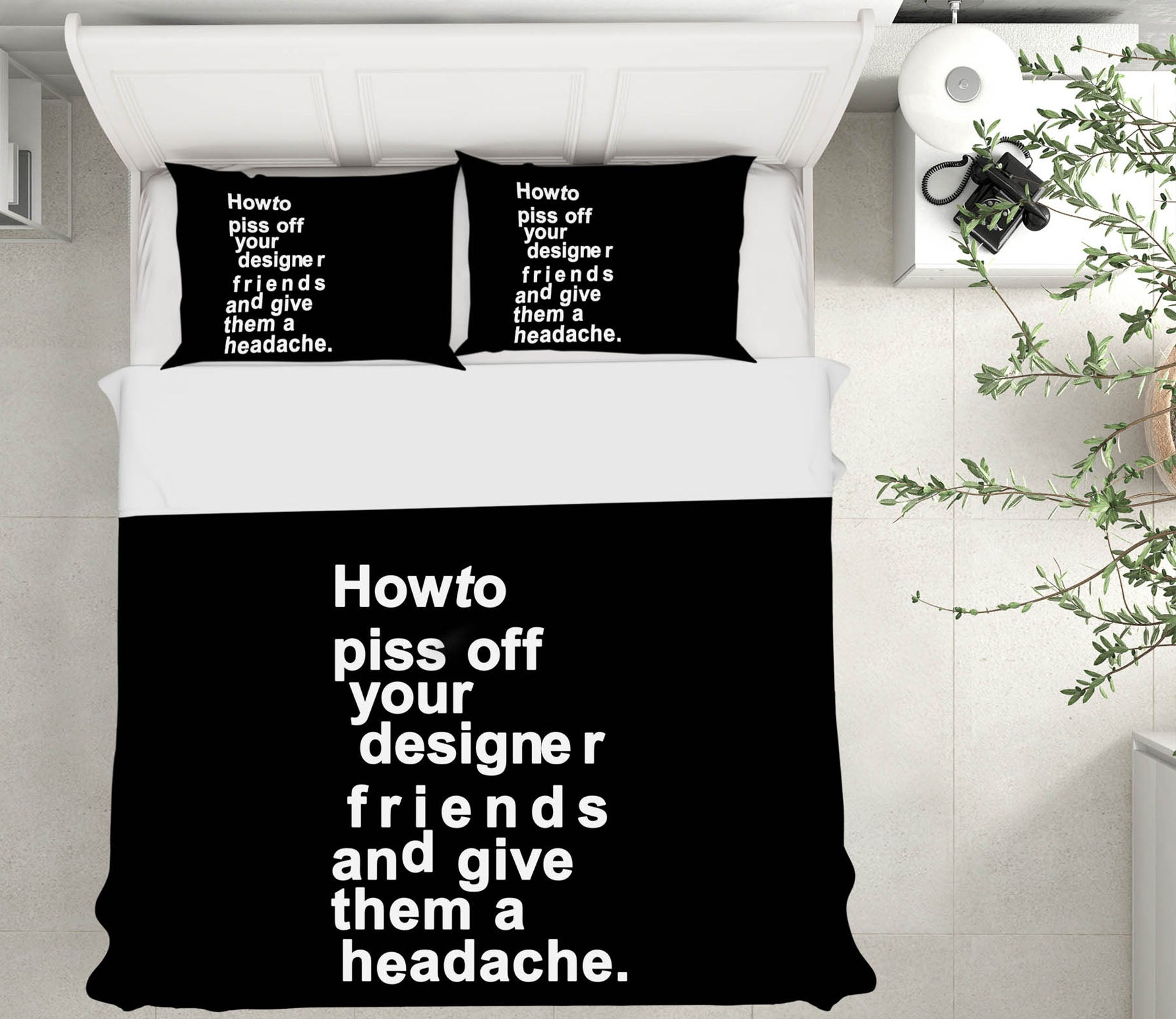 3D White Word 221 Boris Draschoff Bedding Bed Pillowcases Quilt