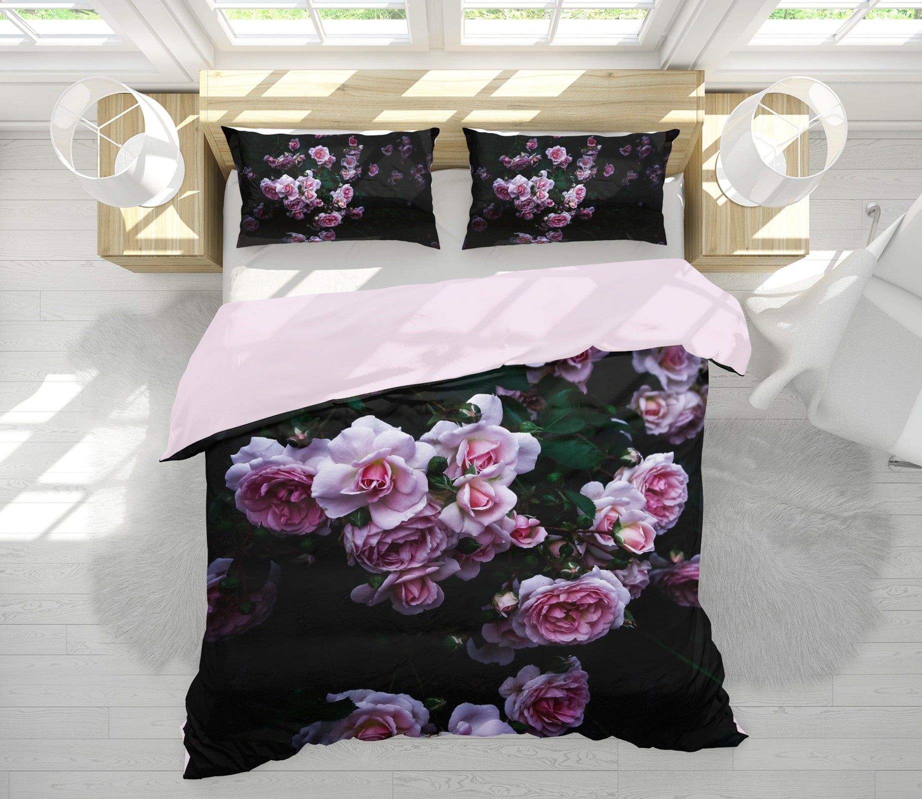 3D Pink Rose 2002 Noirblanc777 Bedding Bed Pillowcases Quilt